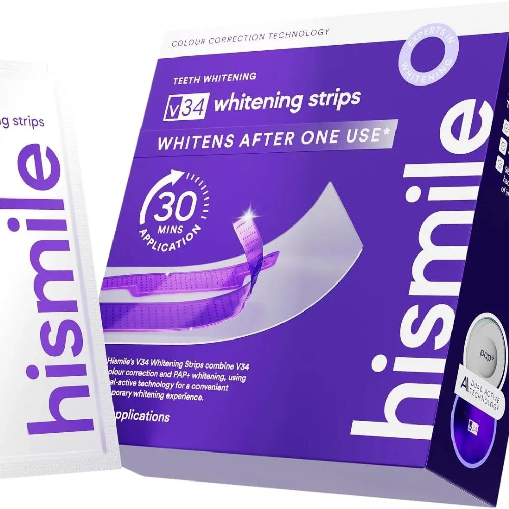 Purple Teeth Whitening Strips – Removes Yellow Stains, Instant Bright Smile
