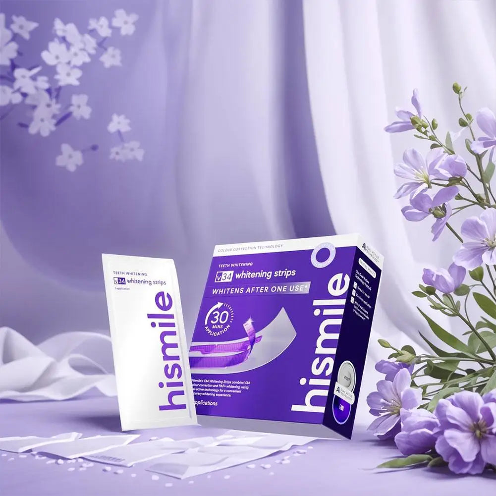 Purple Teeth Whitening Strips – Removes Yellow Stains, Instant Bright Smile