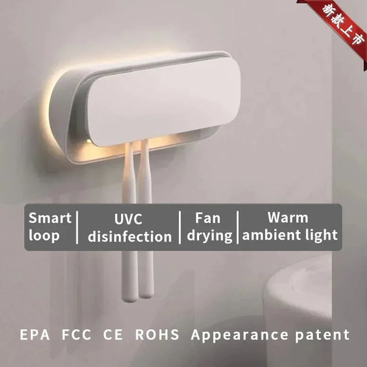 UV Toothbrush Sterilizer – Auto Dry Wall Mount, Fast & Rechargeable
