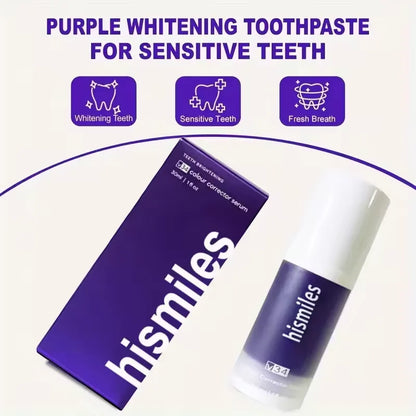 Purple Whitening Toothpaste – Deep Clean, Stain Removal, Fresh Breath, 30ml
