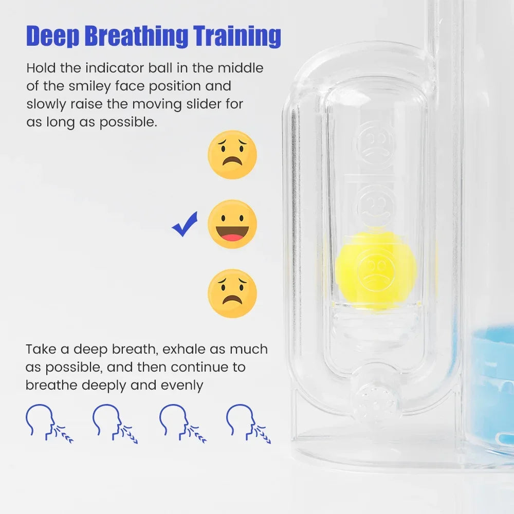 Breathing Trainer for Lungs – Adjustable Volume 300-3000cc, 3 Balls