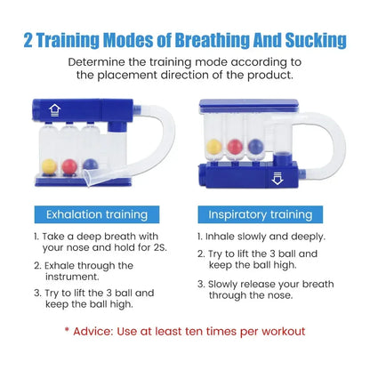 Breathing Trainer for Lungs – Adjustable Volume 300-3000cc, 3 Balls