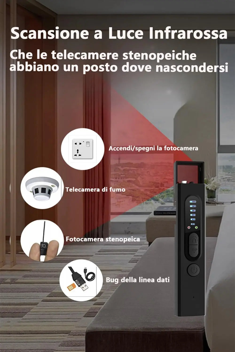 Microspy & Hidden Camera Detector – Wireless Spy & Frequency Jammer for Office & Hotel