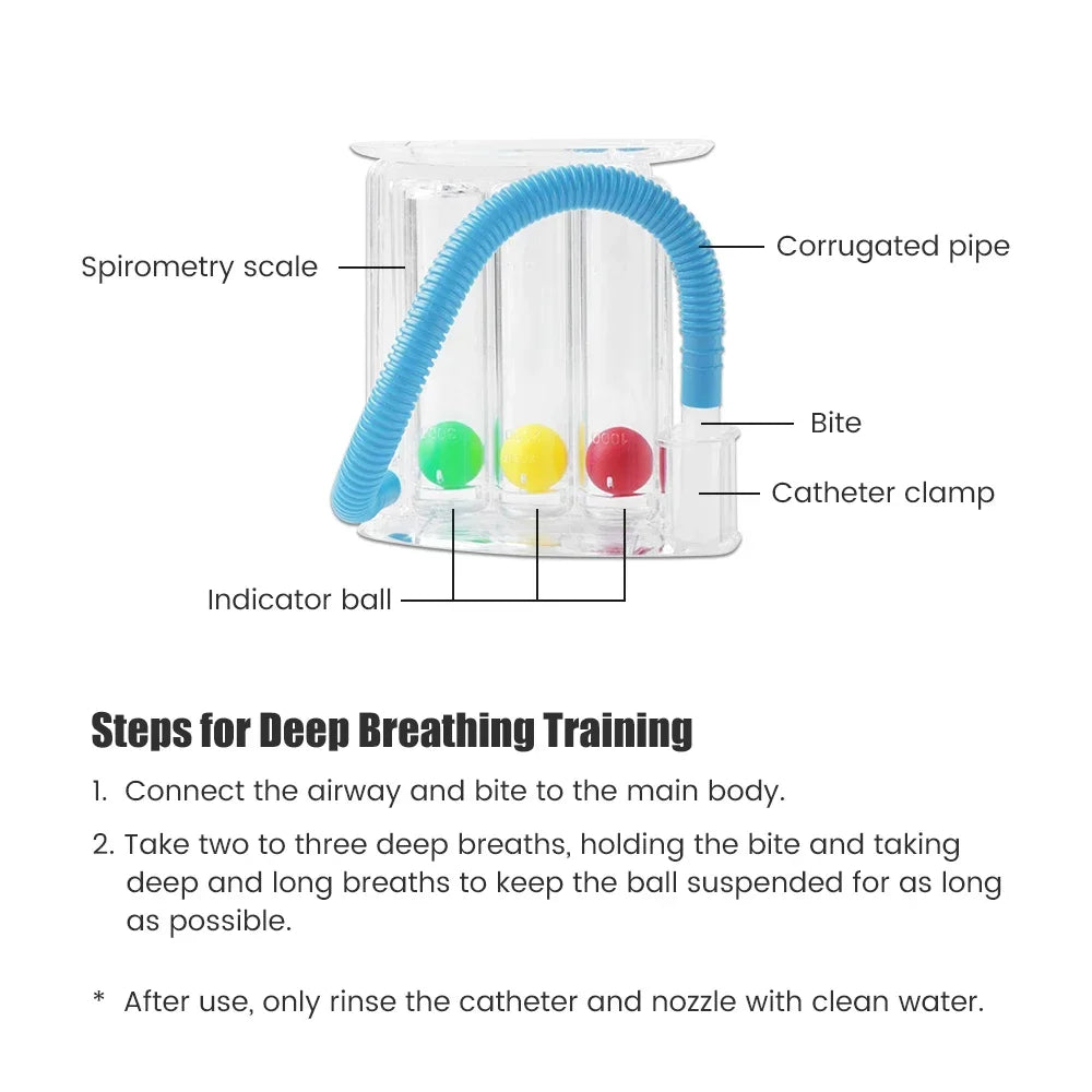 Breathing Trainer for Lungs – Adjustable Volume 300-3000cc, 3 Balls