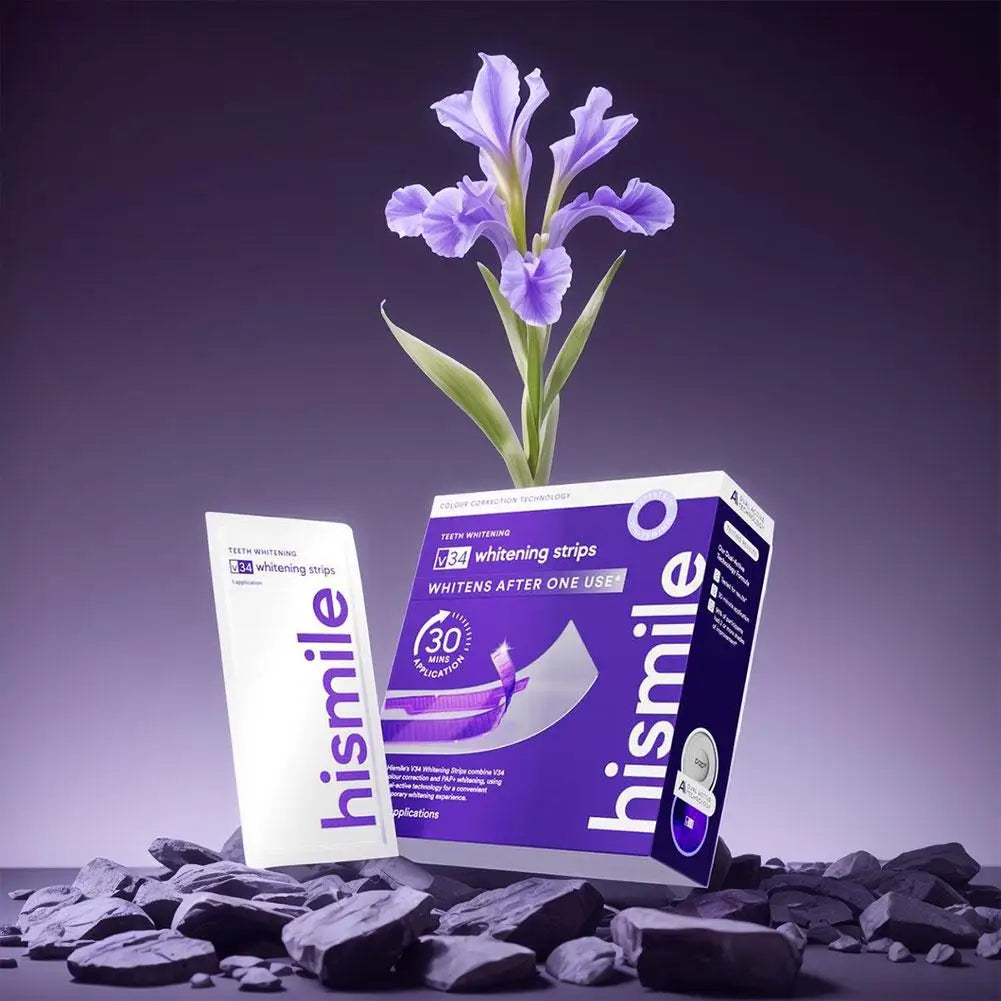 Purple Teeth Whitening Strips – Removes Yellow Stains, Instant Bright Smile