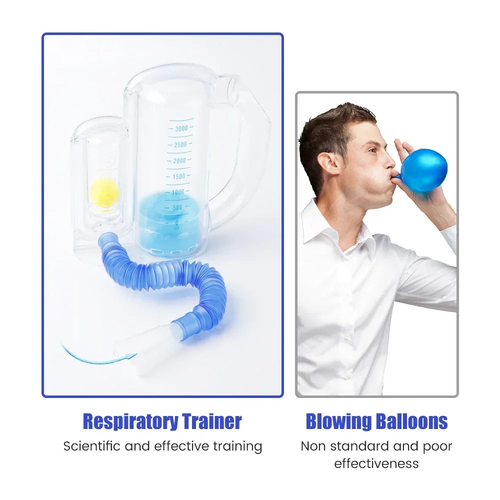 Breathing Trainer for Lungs – Adjustable Volume 300-3000cc, 3 Balls